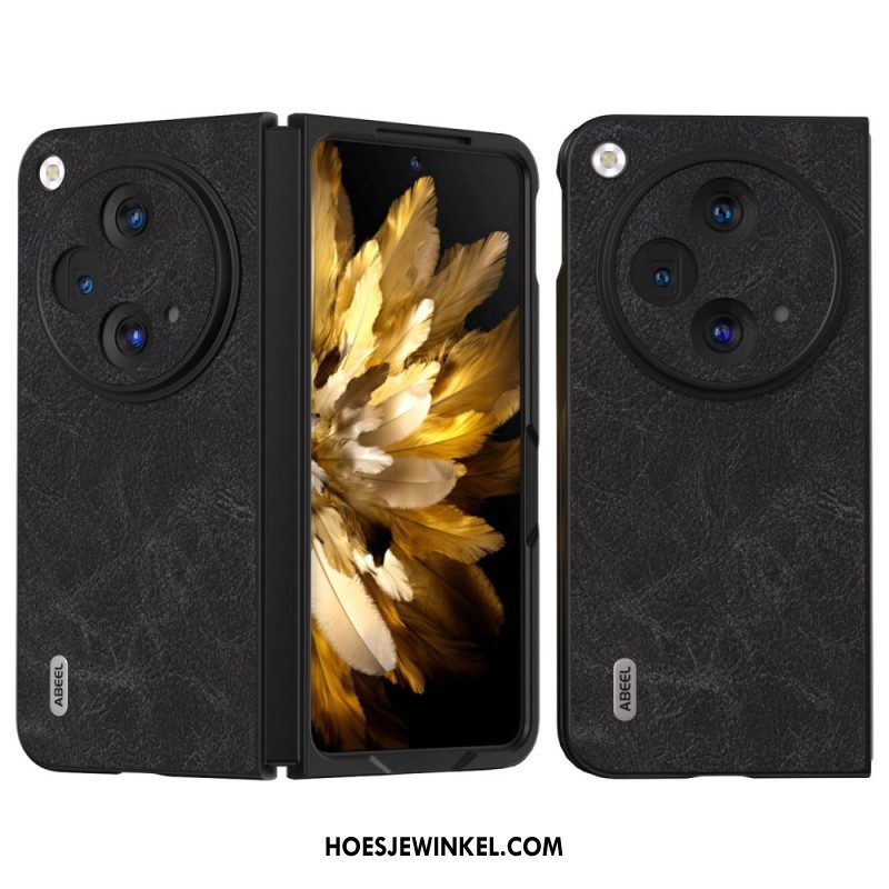 Hoesje Oneplus Open Retro Leereffect Abeel Bescherming Hoesje