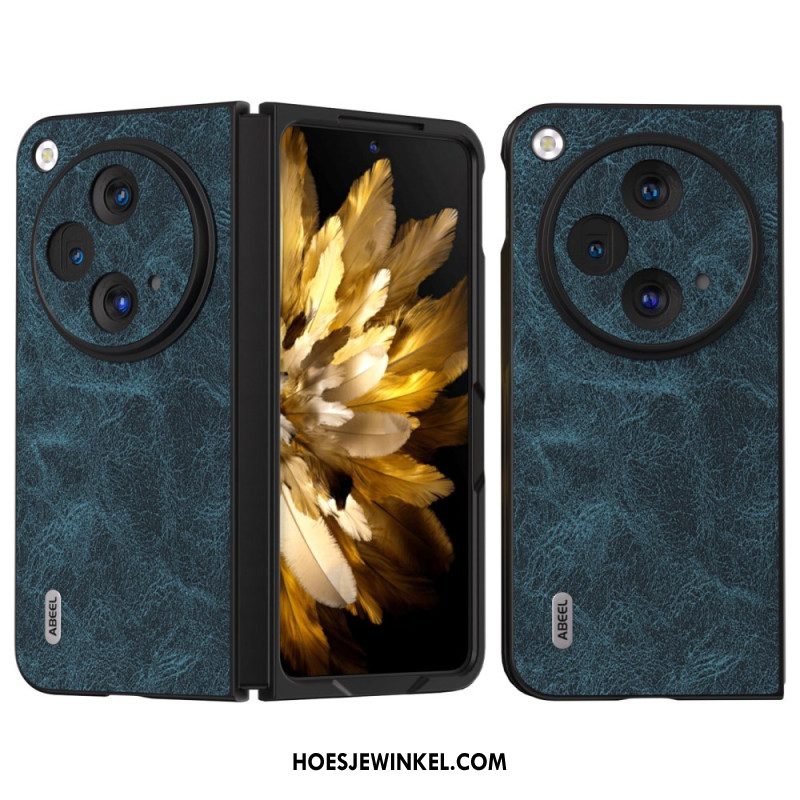 Hoesje Oneplus Open Retro Leereffect Abeel Bescherming Hoesje