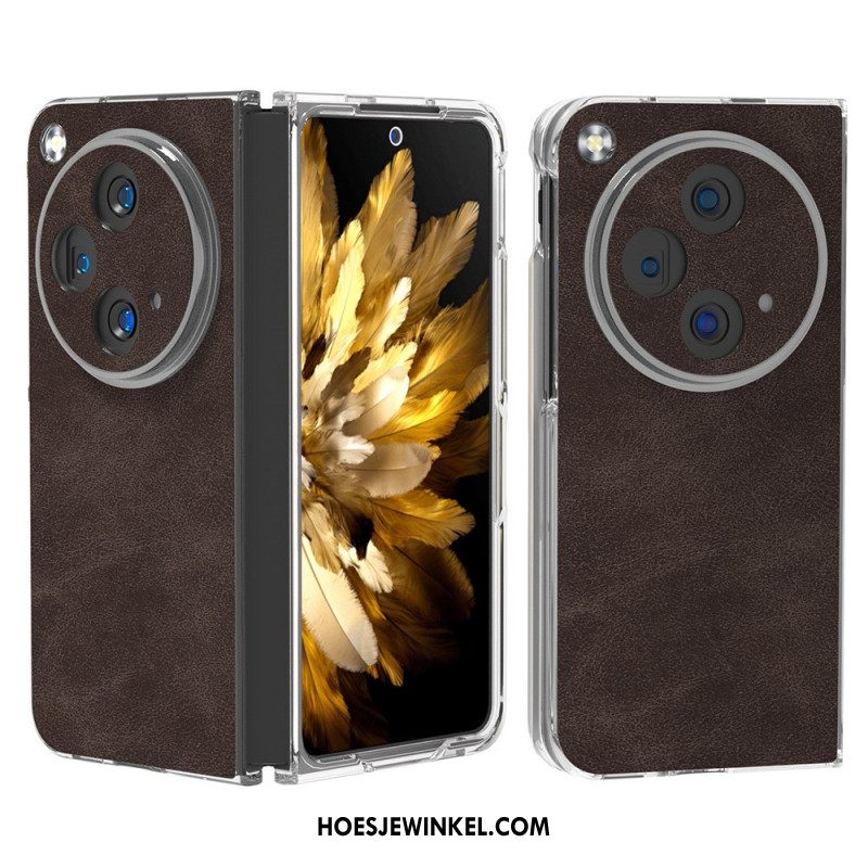 Hoesje Oneplus Open Vintage Leereffect Bescherming Hoesje