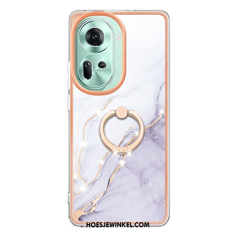 Hoesje Oppo Reno 11 5g Marmeren Design Steunring Bescherming Hoesje