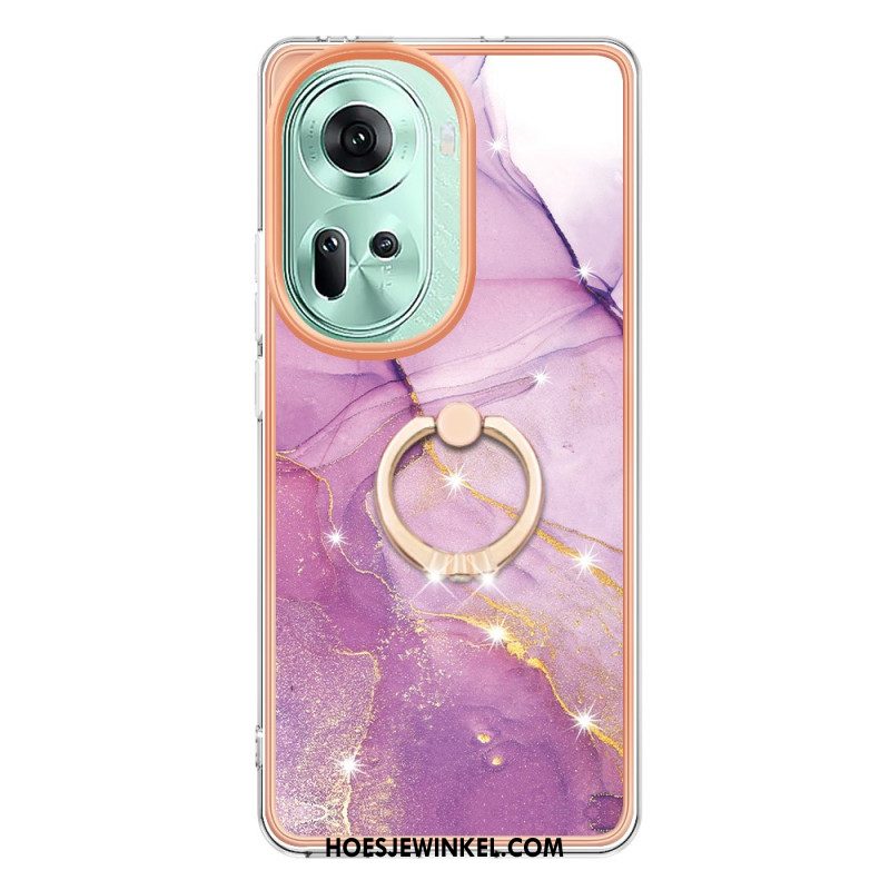 Hoesje Oppo Reno 11 5g Marmeren Design Steunring Bescherming Hoesje