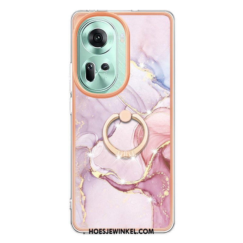 Hoesje Oppo Reno 11 5g Marmeren Design Steunring Bescherming Hoesje