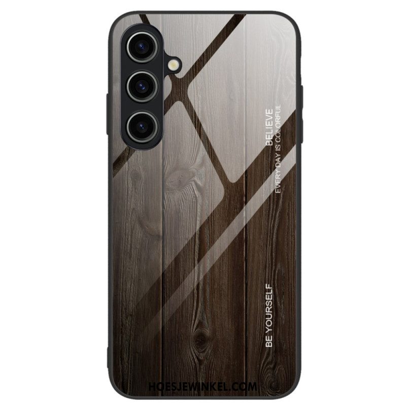 Hoesje Samsung Galaxy A15 5g Houtdesign Van Gehard Glas