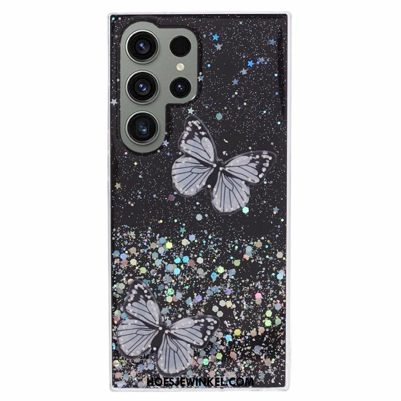 Hoesje Samsung Galaxy S24 Ultra 5g Glitter Met Vlinders