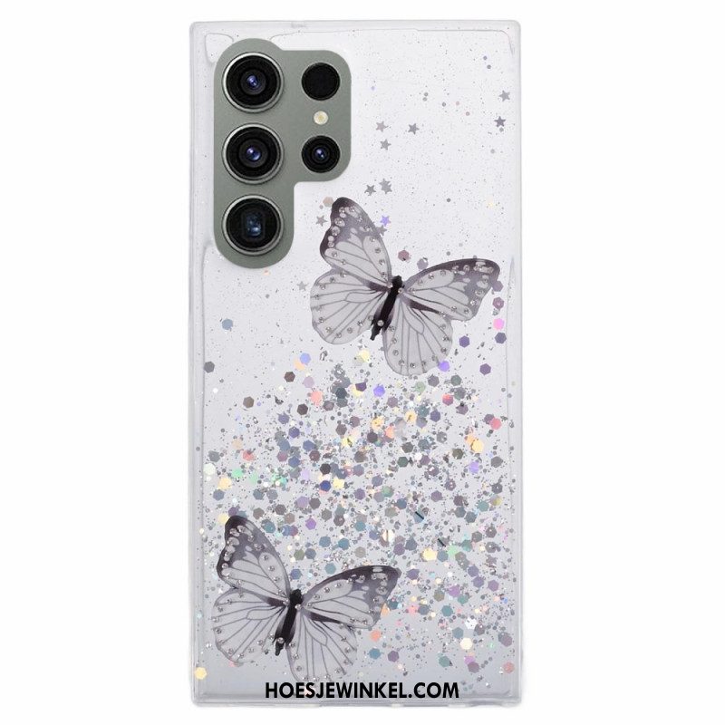 Hoesje Samsung Galaxy S24 Ultra 5g Glitter Met Vlinders