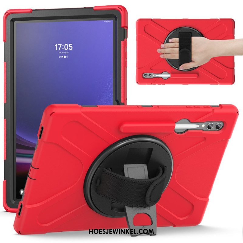 Hoesje Samsung Galaxy Tab S9 Ultra Drievoudige Beschermingsband En Steun Bescherming Hoesje