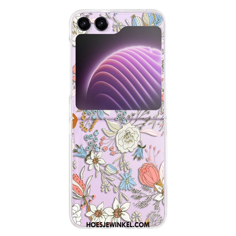 Hoesje Samsung Galaxy Z Flip 5 Transparante Bloemen