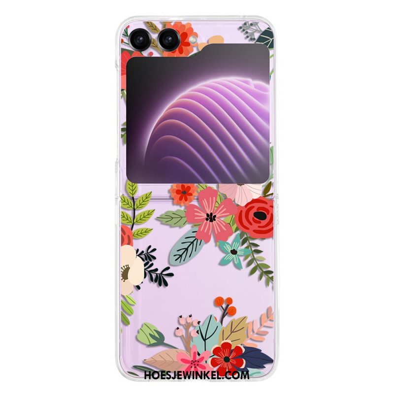 Hoesje Samsung Galaxy Z Flip 5 Transparante Bloemen