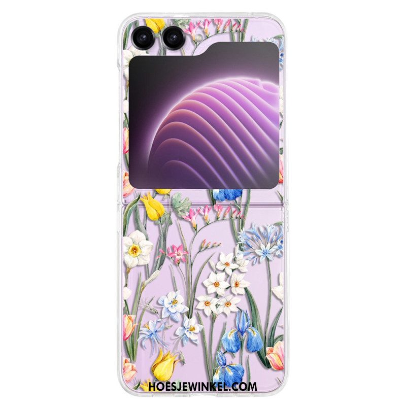 Hoesje Samsung Galaxy Z Flip 5 Transparante Fleurettes