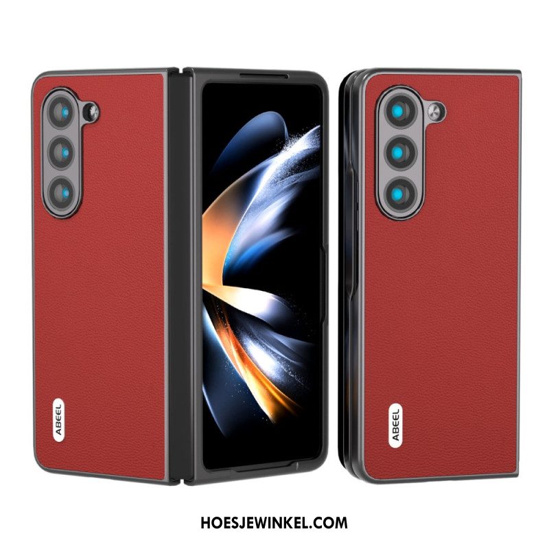 Hoesje Samsung Galaxy Z Fold 5 Echt Abeel-leer Bescherming Hoesje