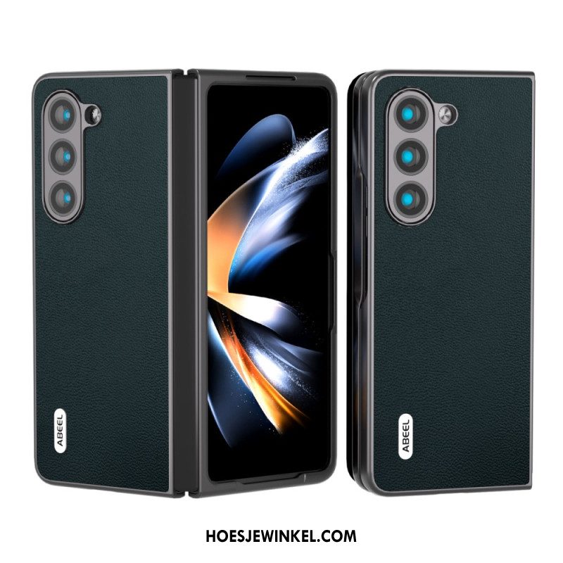 Hoesje Samsung Galaxy Z Fold 5 Echt Abeel-leer Bescherming Hoesje