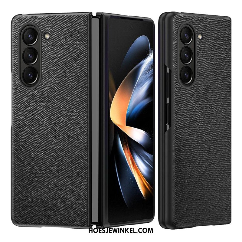 Hoesje Samsung Galaxy Z Fold 5 Leren Stijl Met Geweven Effect Bescherming Hoesje