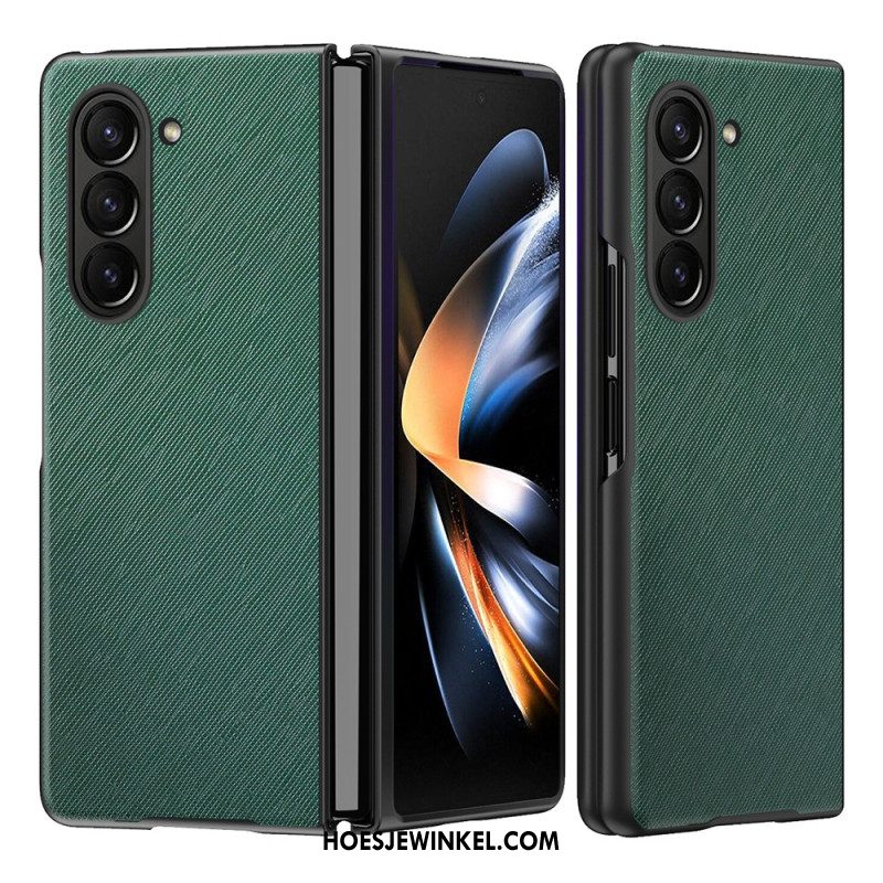 Hoesje Samsung Galaxy Z Fold 5 Leren Stijl Met Geweven Effect Bescherming Hoesje