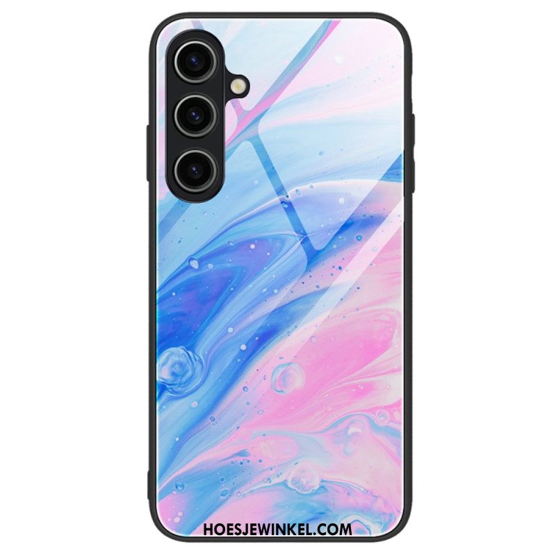 Hoesje Voor Samsung Galaxy A15 Gehard Glas In Marmerstijl