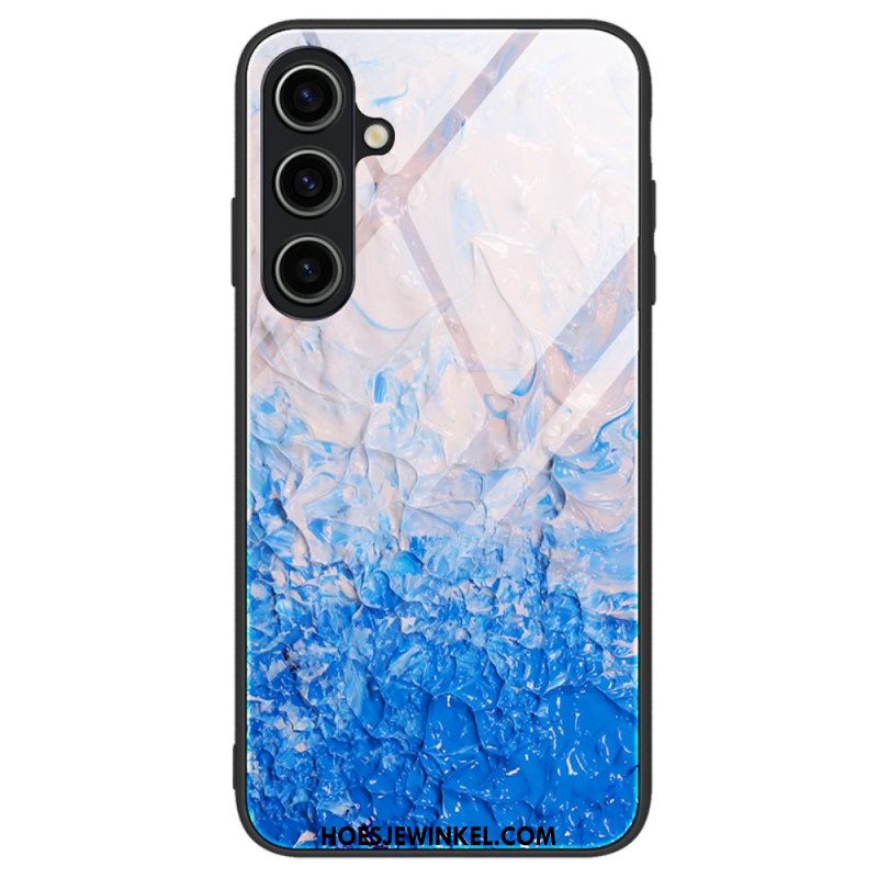 Hoesje Voor Samsung Galaxy A15 Gehard Glas In Marmerstijl