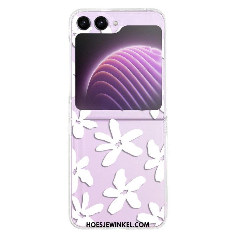 Hoesje Voor Samsung Galaxy Z Flip 5 Transparante Grafische Bloemen