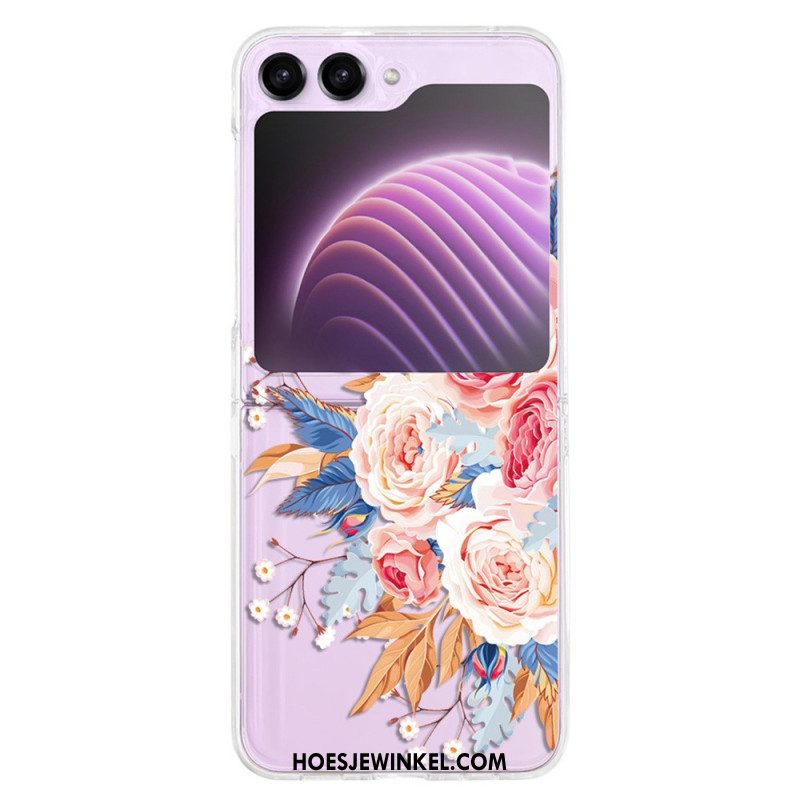 Hoesje Voor Samsung Galaxy Z Flip 5 Transparante Mooie Bloemen