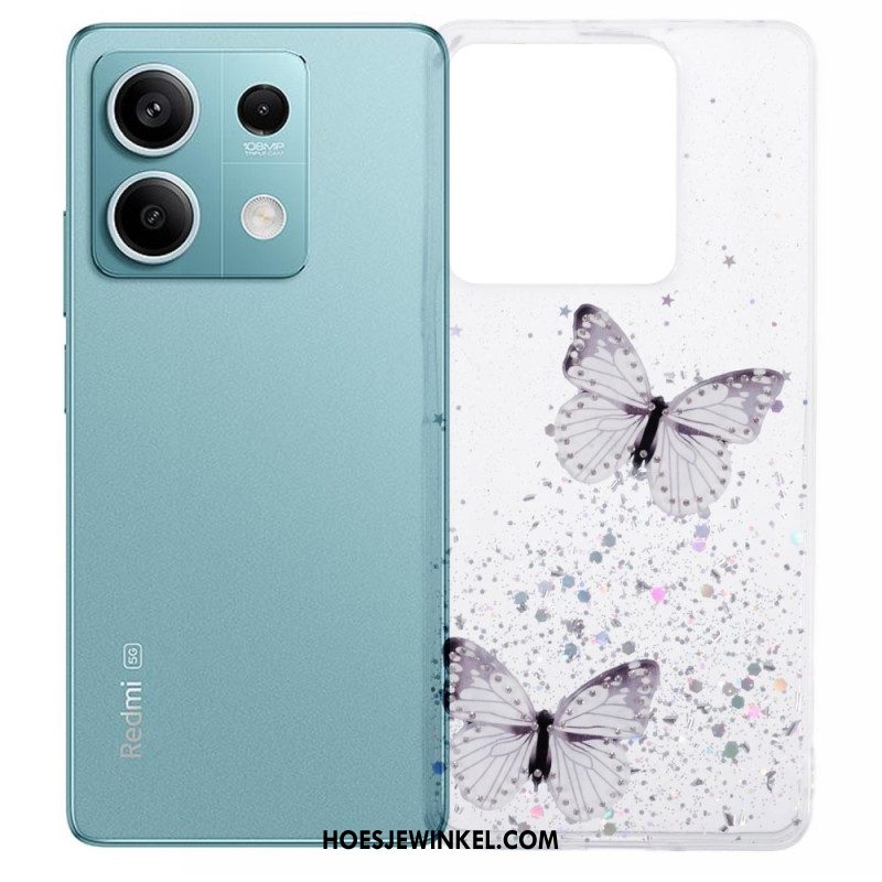 Hoesje Voor Xiaomi Redmi Note 13 5g Vlinders Glitteren