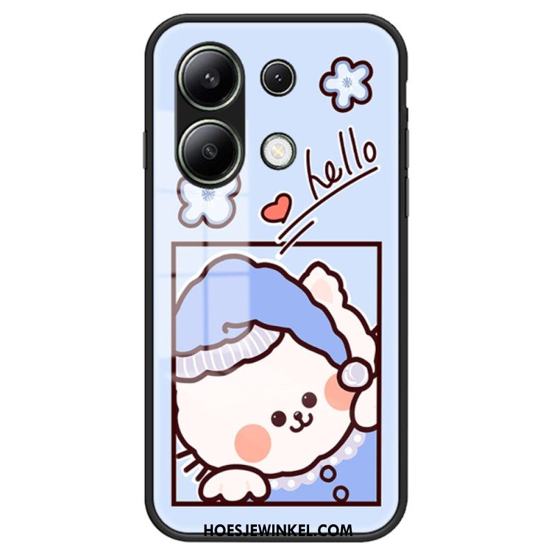 Hoesje Xiaomi Redmi Note 13 4g Gehard Glas Met Cartoonpatroon Bescherming Hoesje