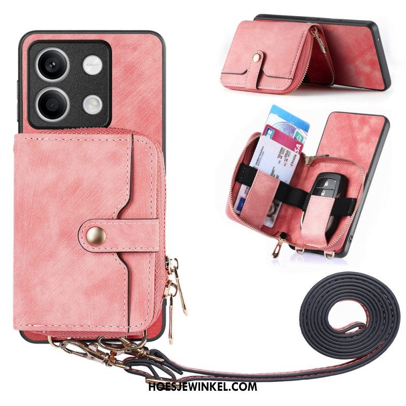 Hoesje Xiaomi Redmi Note 13 5g Retro Met Zak Met Ritssluiting En Riem Bescherming Hoesje