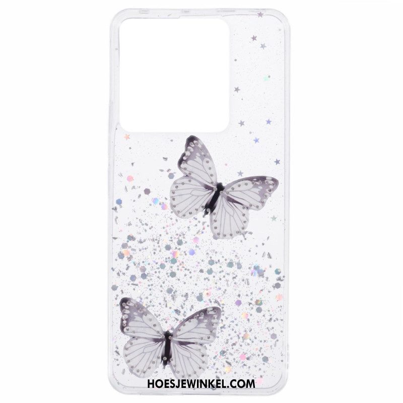 Hoesje Xiaomi Redmi Note 13 Pro 5g Vlinders Glitteren Bescherming Hoesje