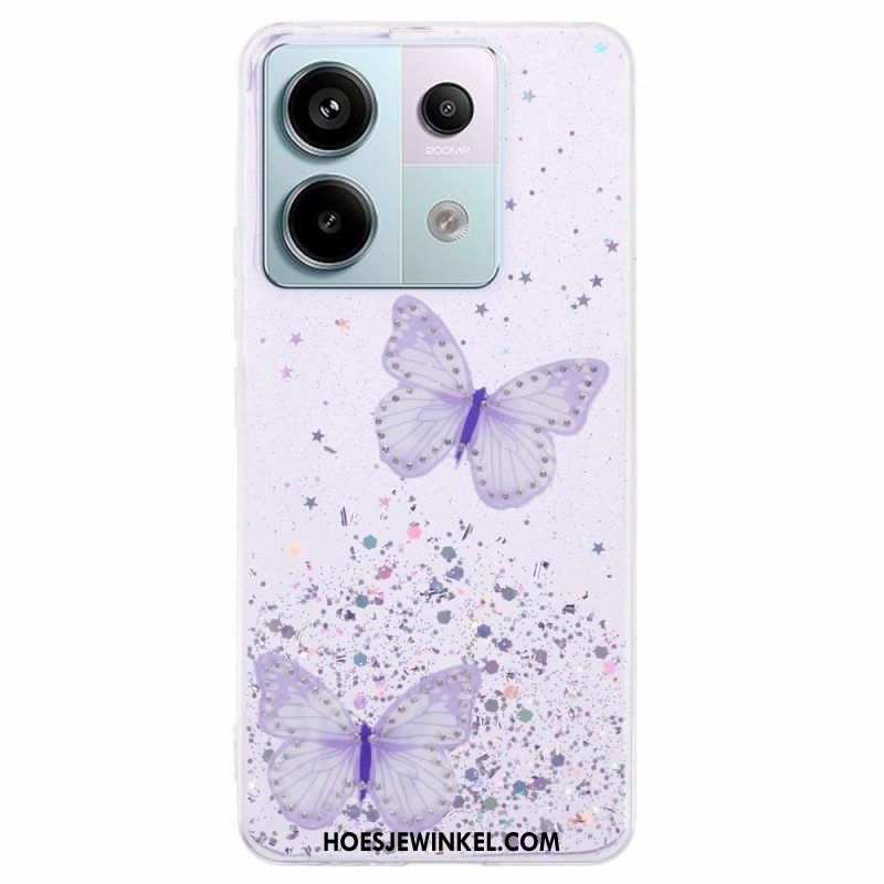 Hoesje Xiaomi Redmi Note 13 Pro 5g Vlinders Glitteren Bescherming Hoesje