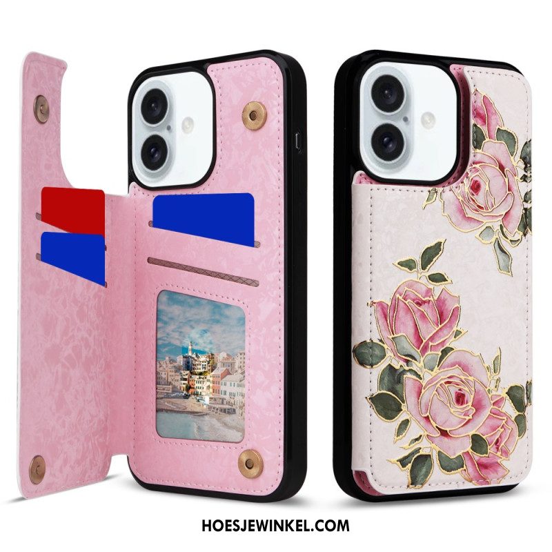 Hoesje iPhone 16 Plus Bloemen Rfid-bescherming Bescherming Hoesje