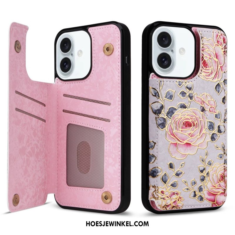 Hoesje iPhone 16 Plus Bloemen Rfid-bescherming Bescherming Hoesje