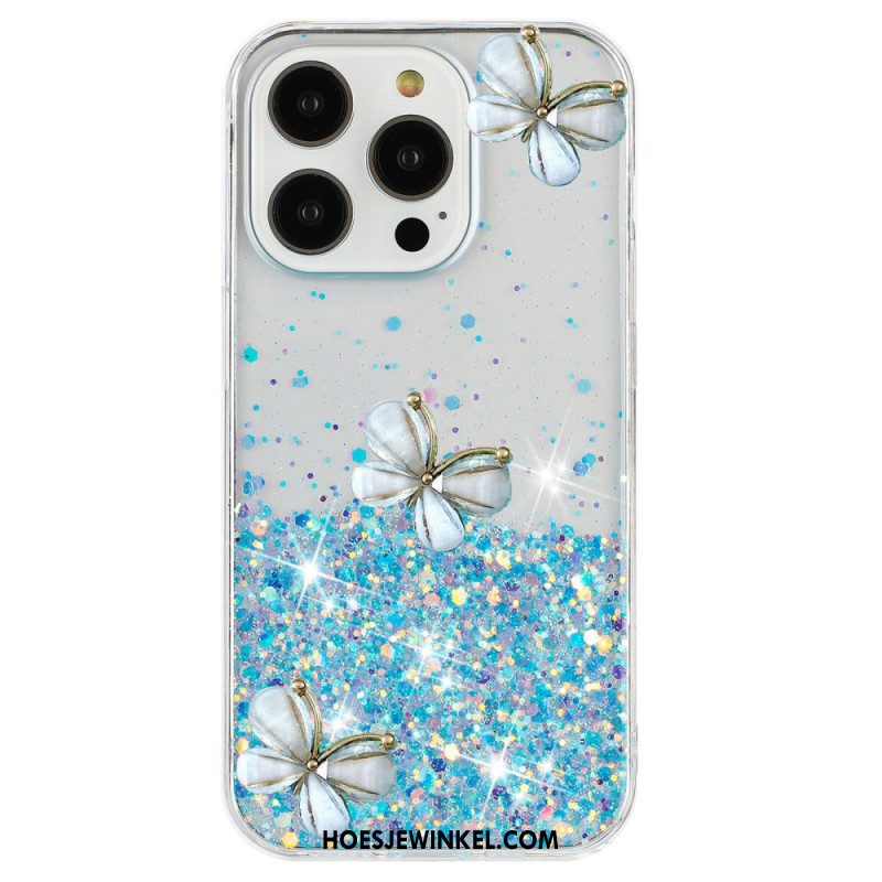 Hoesje iPhone 16 Pro Max 3d Vlinders Lichteffect Bescherming Hoesje