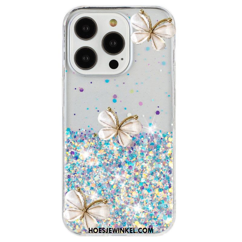 Hoesje iPhone 16 Pro Max 3d Vlinders Lichteffect Bescherming Hoesje