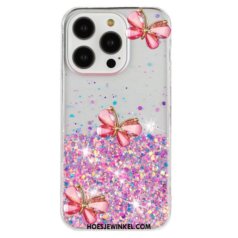 Hoesje iPhone 16 Pro Max 3d Vlinders Lichteffect Bescherming Hoesje