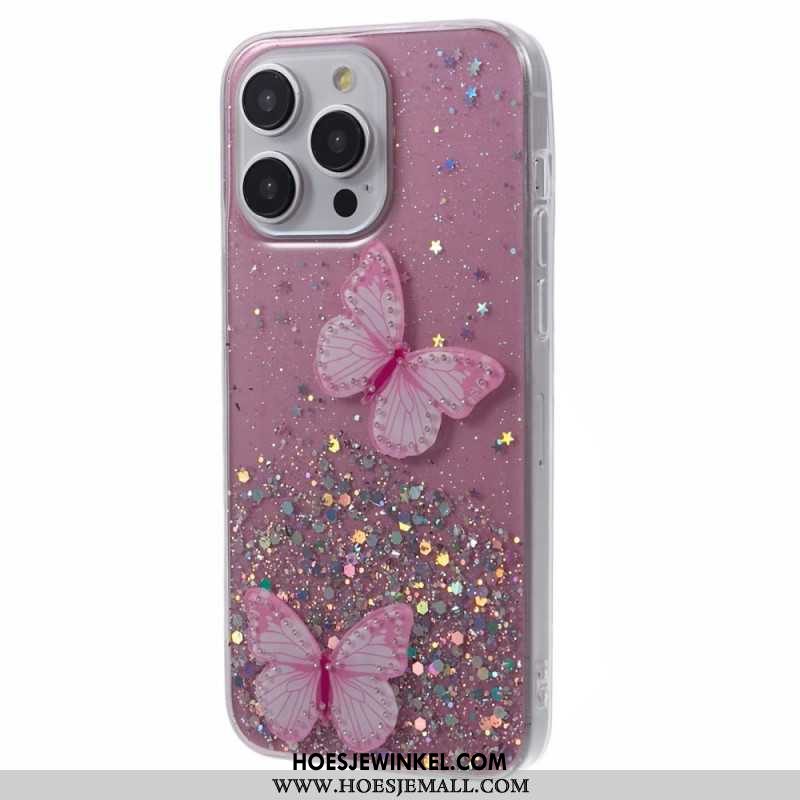 Hoesje iPhone 16 Pro Max Fonkelende Vlinders Bescherming Hoesje