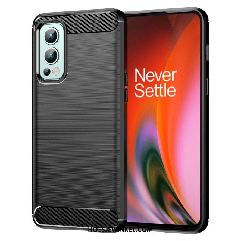 Hoesje voor OnePlus Nord 2 5G Geborstelde Koolstofvezel