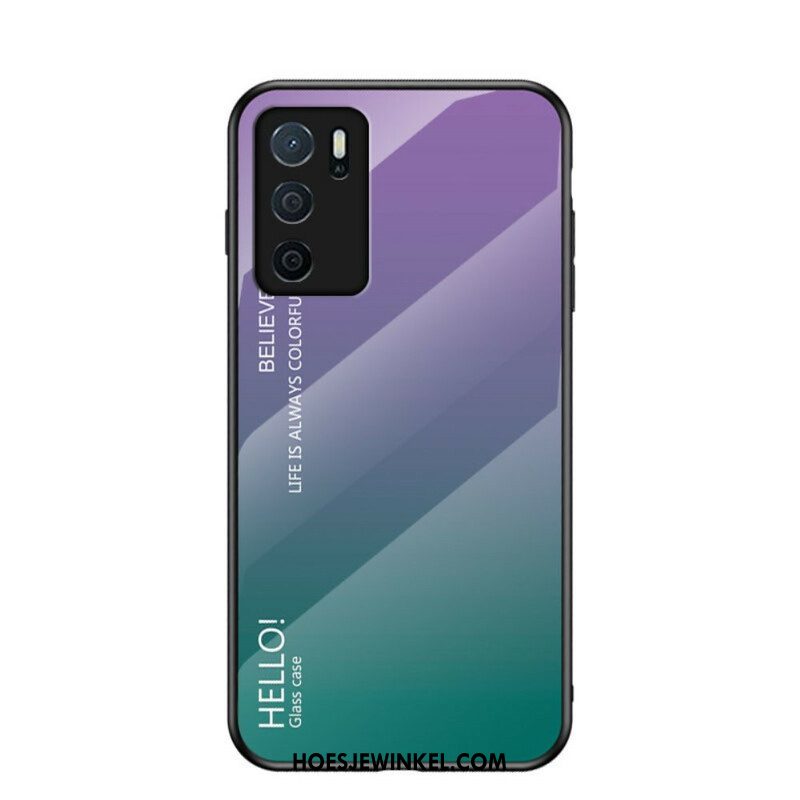 Hoesje voor Oppo A16 / A16s Gehard Glas Hallo