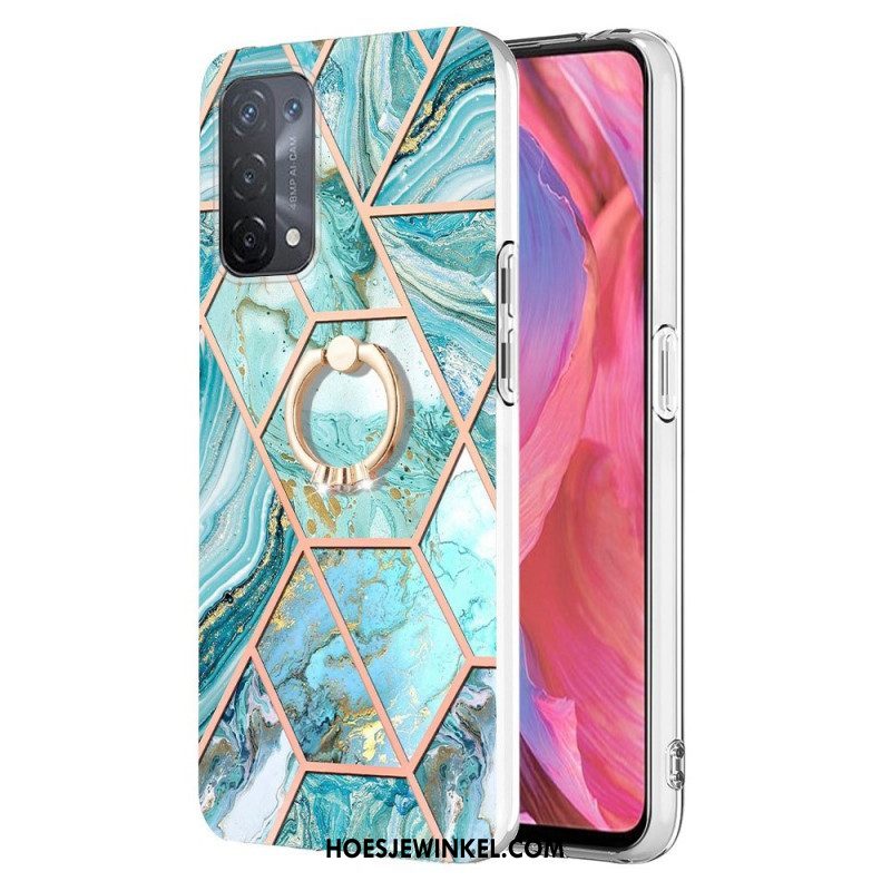 Hoesje voor Oppo A54 5G / A74 5G Marmer Met Ringsteun