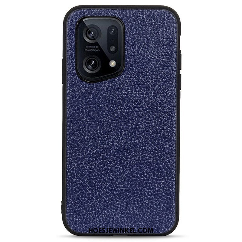 Hoesje voor Oppo Find X5 Echt Litchi-leer