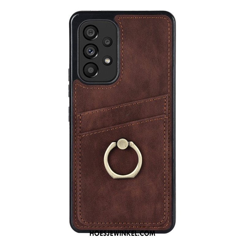 Hoesje voor Samsung Galaxy A53 5G Vintage Ringbeugel En Kaarthouder