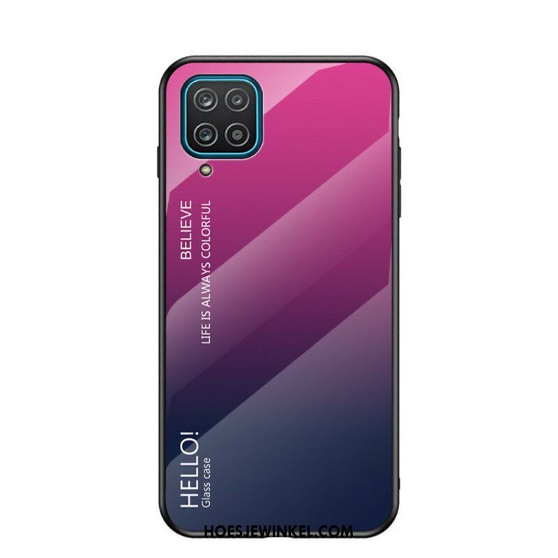 Hoesje voor Samsung Galaxy M12 / A12 Gehard Glas Hallo