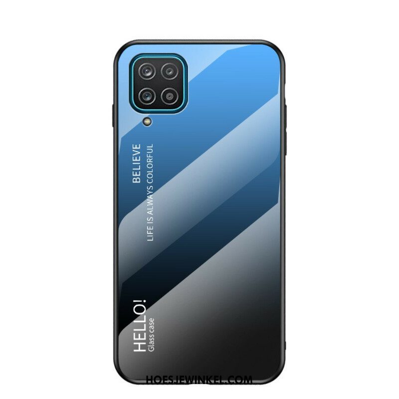 Hoesje voor Samsung Galaxy M12 / A12 Gehard Glas Hallo