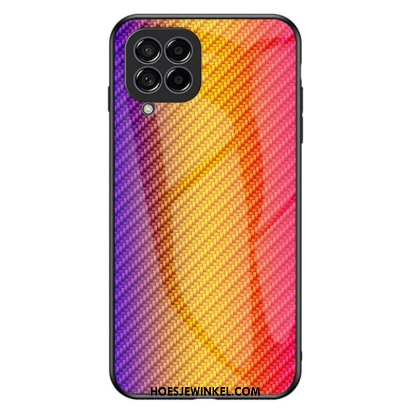 Hoesje voor Samsung Galaxy M33 5G Koolstofvezel Gehard Glas