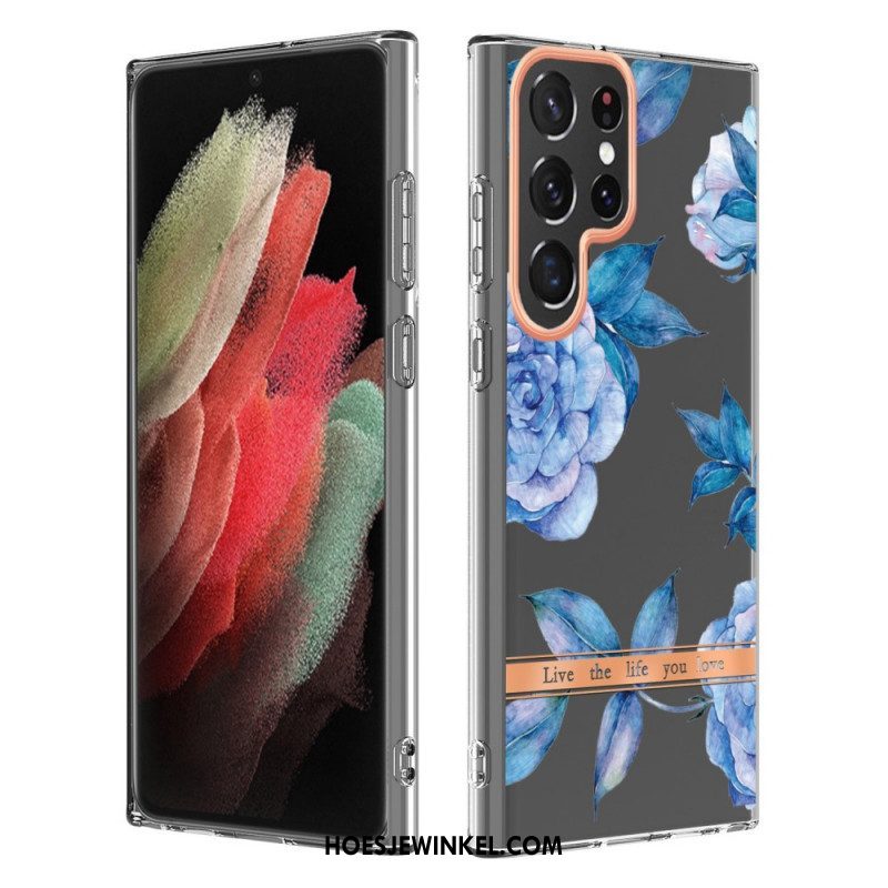 Hoesje voor Samsung Galaxy S22 Ultra 5G Bloemen Leven Het Leven Waar Je Van Houdt