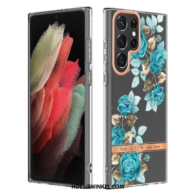 Hoesje voor Samsung Galaxy S22 Ultra 5G Bloemen Leven Het Leven Waar Je Van Houdt