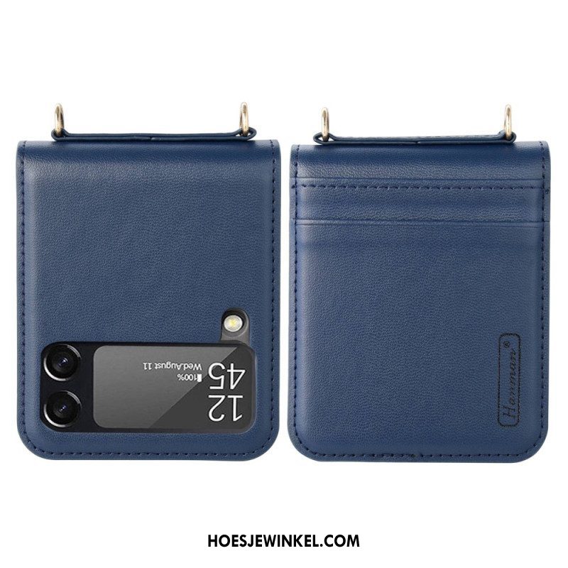 Hoesje voor Samsung Galaxy Z Flip 4 Folio-hoesje Leren Stijl Met Riem