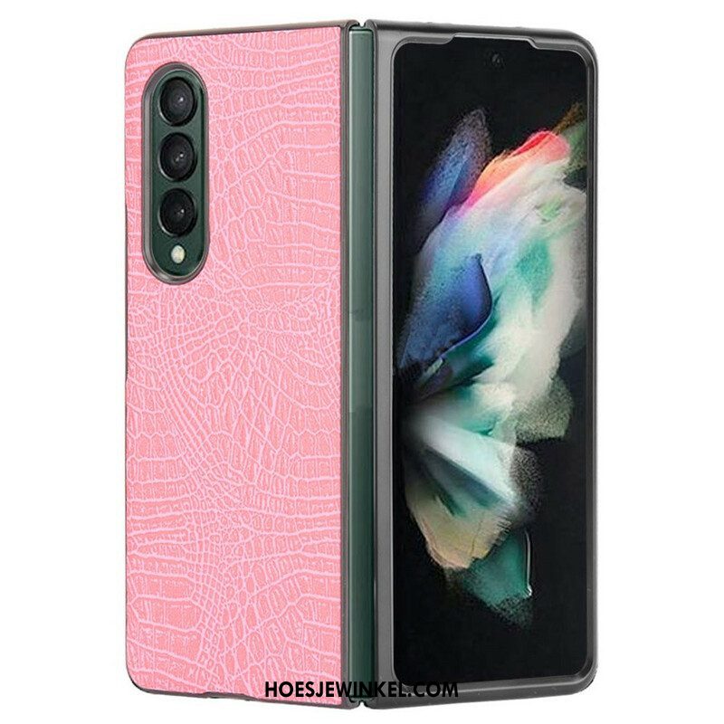 Hoesje voor Samsung Galaxy Z Fold 3 5G Imitatie Krokodillenleer