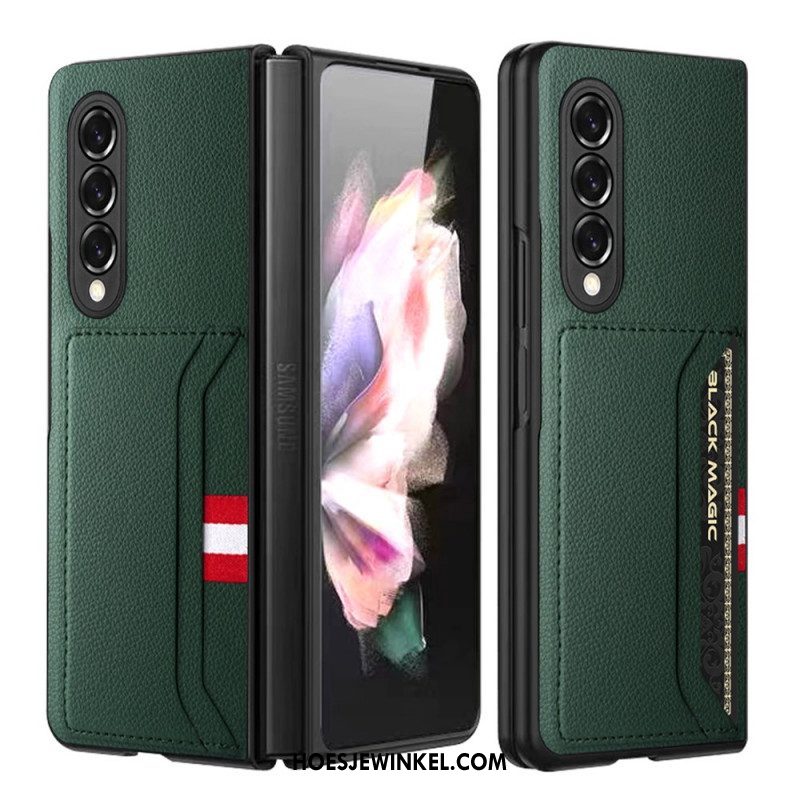 Hoesje voor Samsung Galaxy Z Fold 3 5G Litchi Lederen Dubbele Kaarthouder