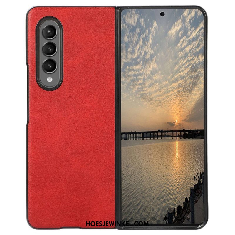 Hoesje voor Samsung Galaxy Z Fold 4 Gecoate Lederen Textuur