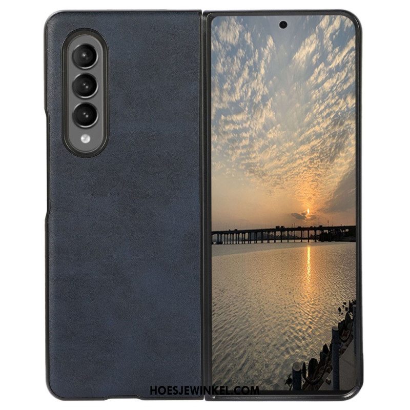 Hoesje voor Samsung Galaxy Z Fold 4 Gecoate Lederen Textuur