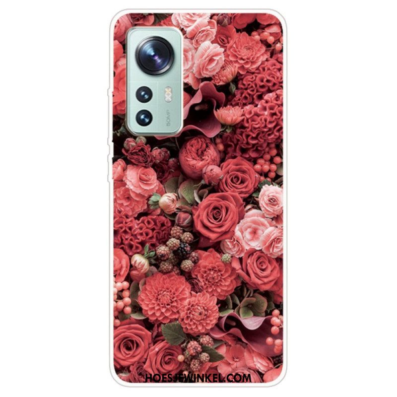 Hoesje voor Xiaomi 12 Pro Siliconen Bloemenvariatie