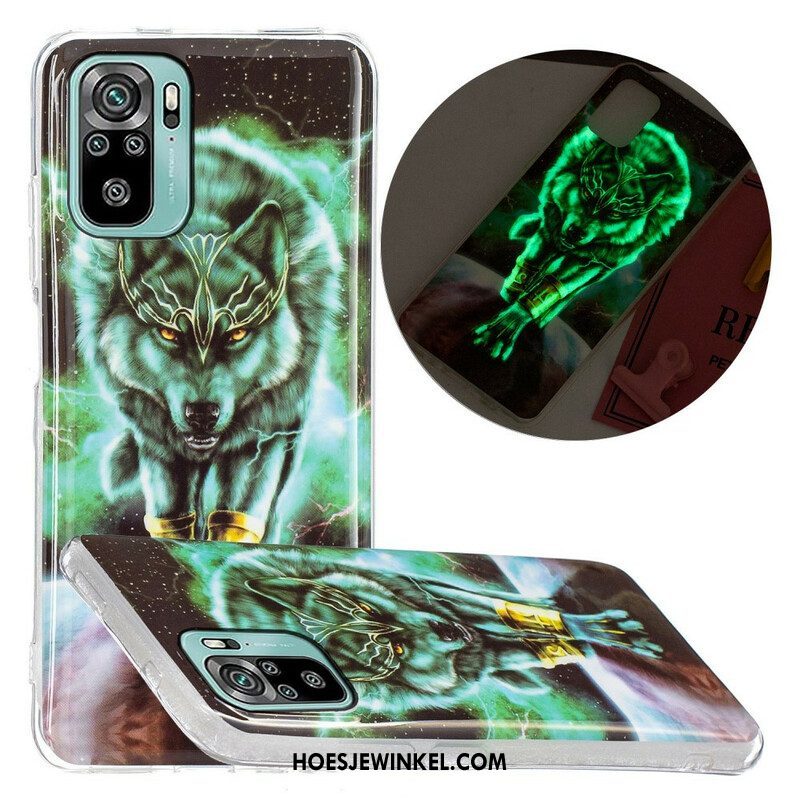 Hoesje voor Xiaomi Redmi Note 10 / 10S Fluorescerende Wolf-serie