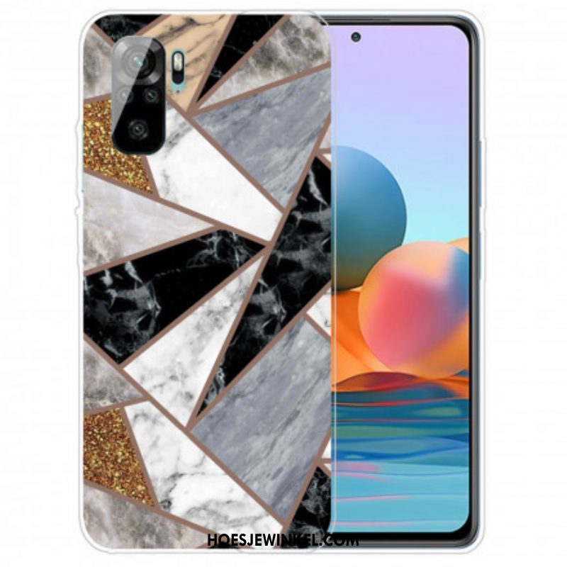 Hoesje voor Xiaomi Redmi Note 10 / 10S Marmer Met Intense Geometrie